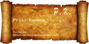 Pritz Kenese névjegykártya